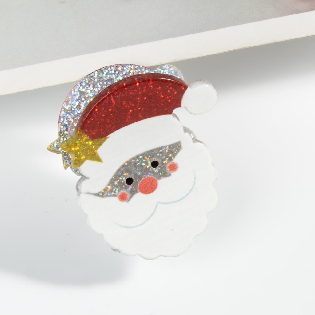 Little bearded santa head claw clip