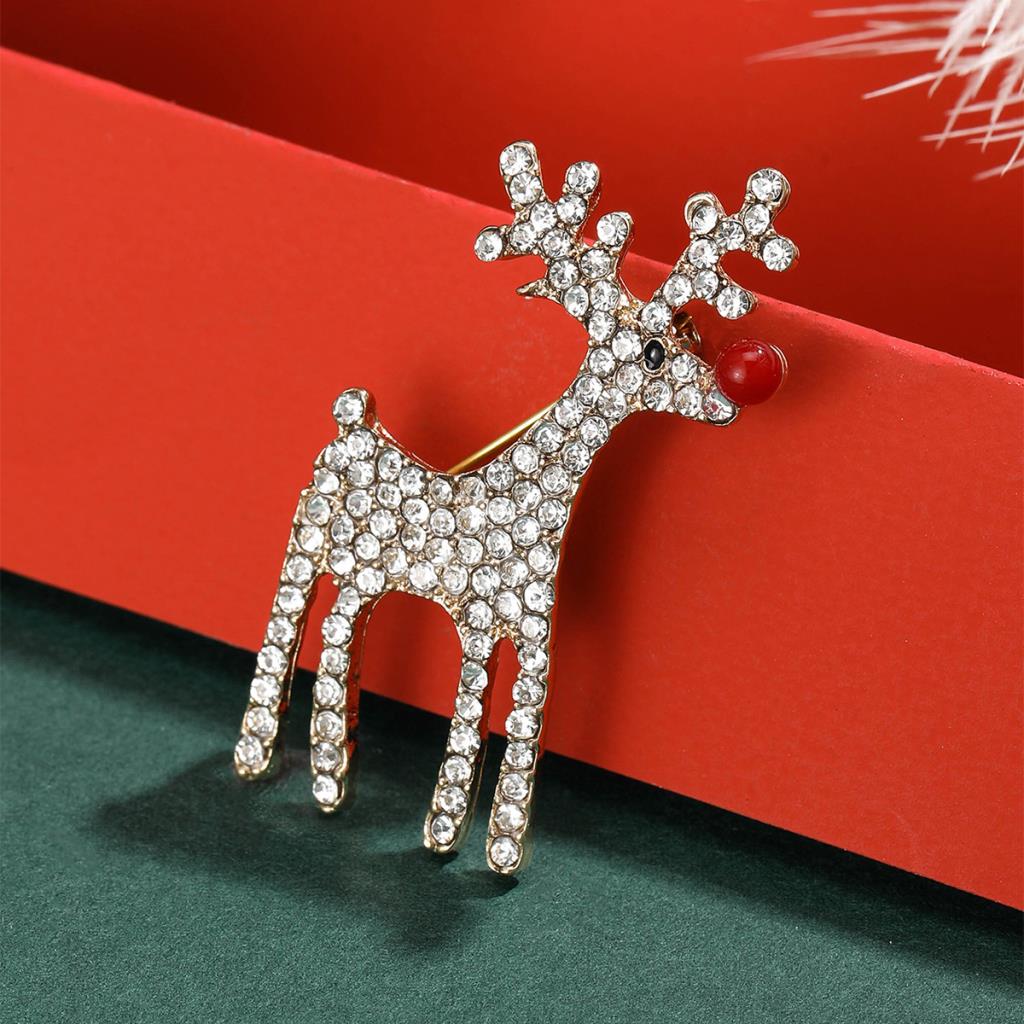 Crystal reindeer brooch