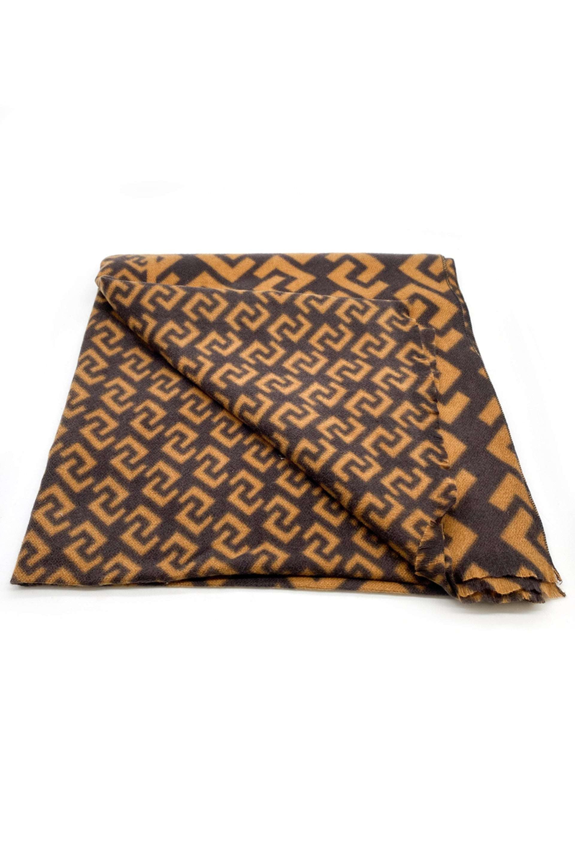 Dual Letter Print Wool Blend Scarf