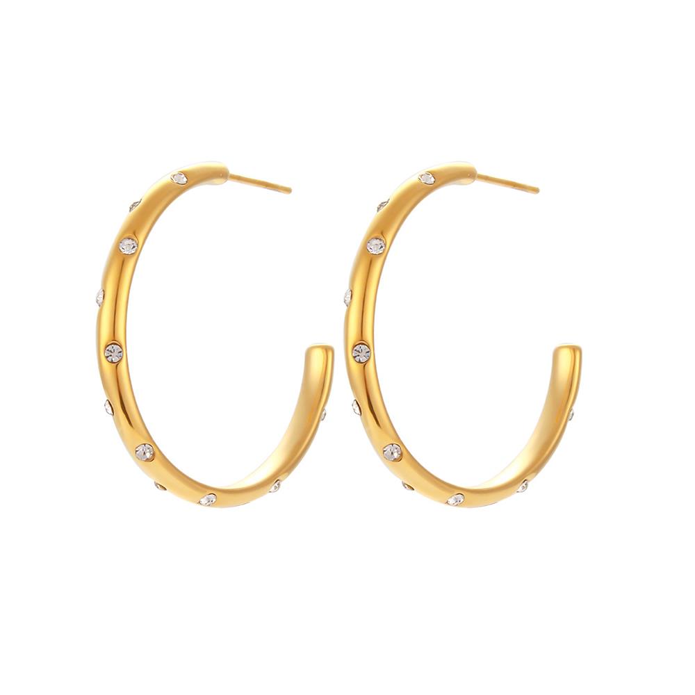 Large Gold Crystal Hoop Earring