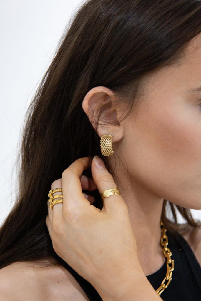 Textured Curve Earring in Gold