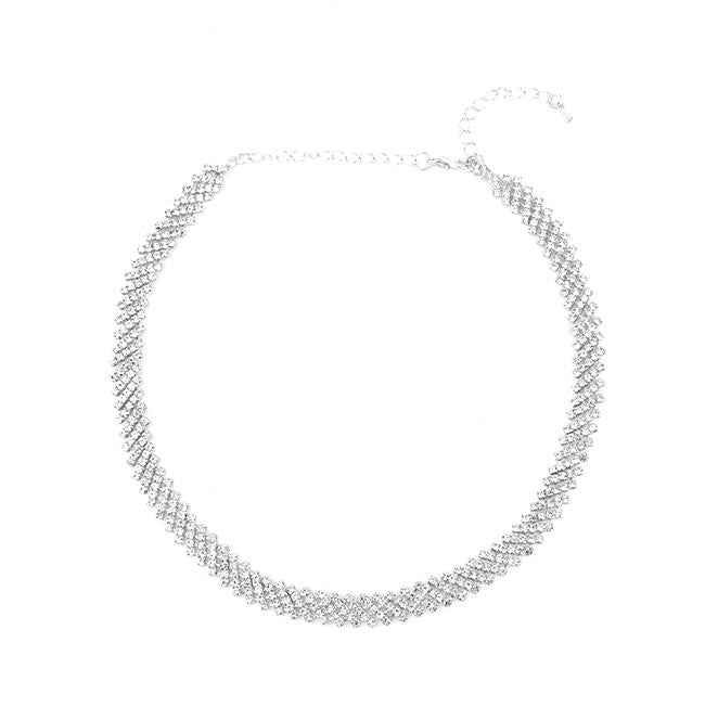 Crystal Mesh Necklace in Silver