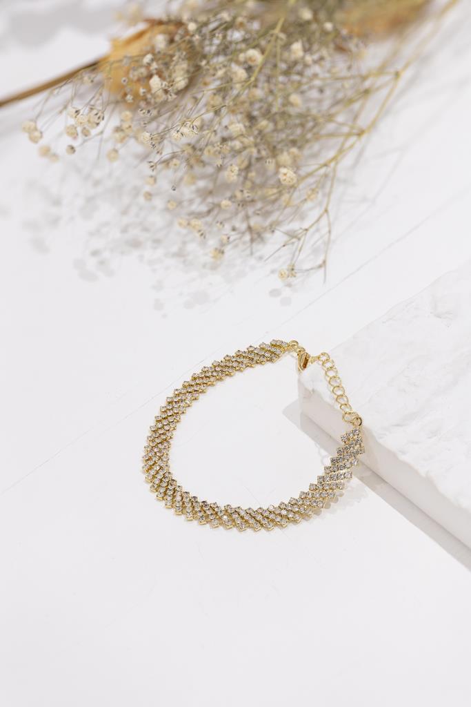 Crystal Mesh Bracelet in Gold