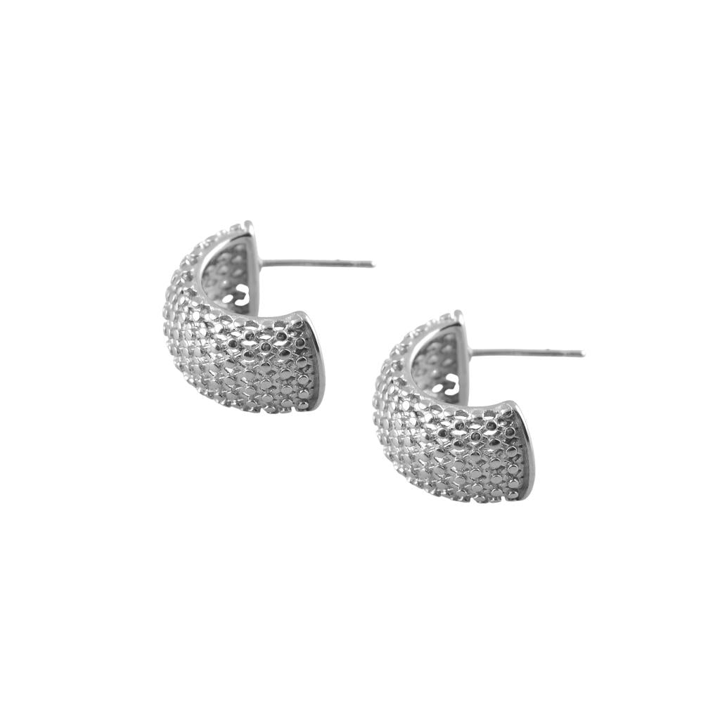 Textured Curve Earring In Silver