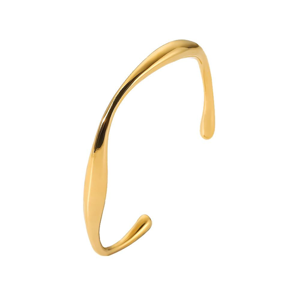 Mishape C-shaped Curve Bangle in Gold